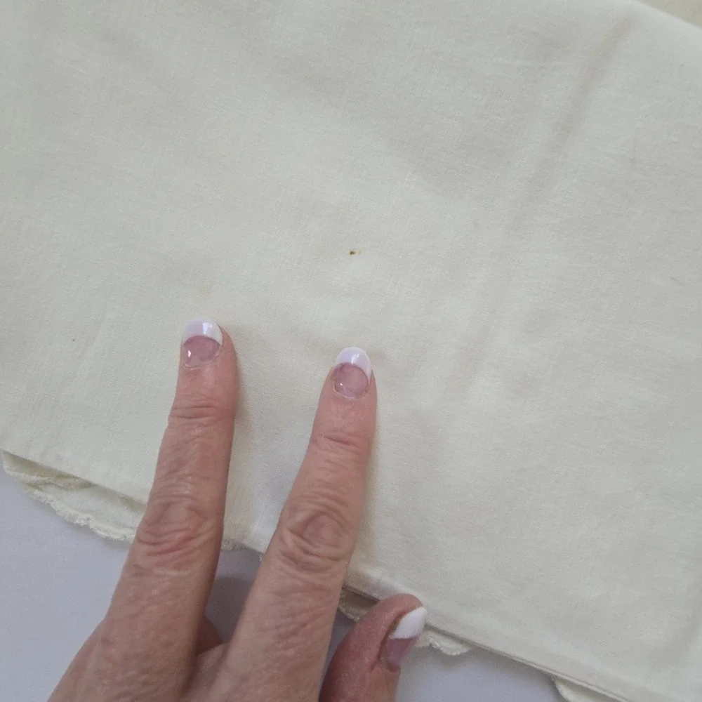 Vintage Embroidered Pillowcase Cream Boho Cottage Granny Shabby Cotton